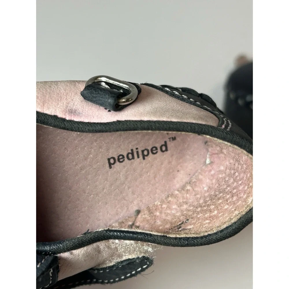 Pedi led Mary Jane Infant Crib Shoes Pink Black  Size 6-9 Months  VGC